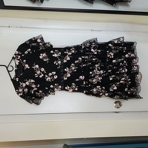 Rachel parcell black and pink floral dress